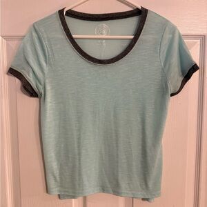 SO Women's Aqua and Charcoal Trim Cropped Tee Size S

#0071